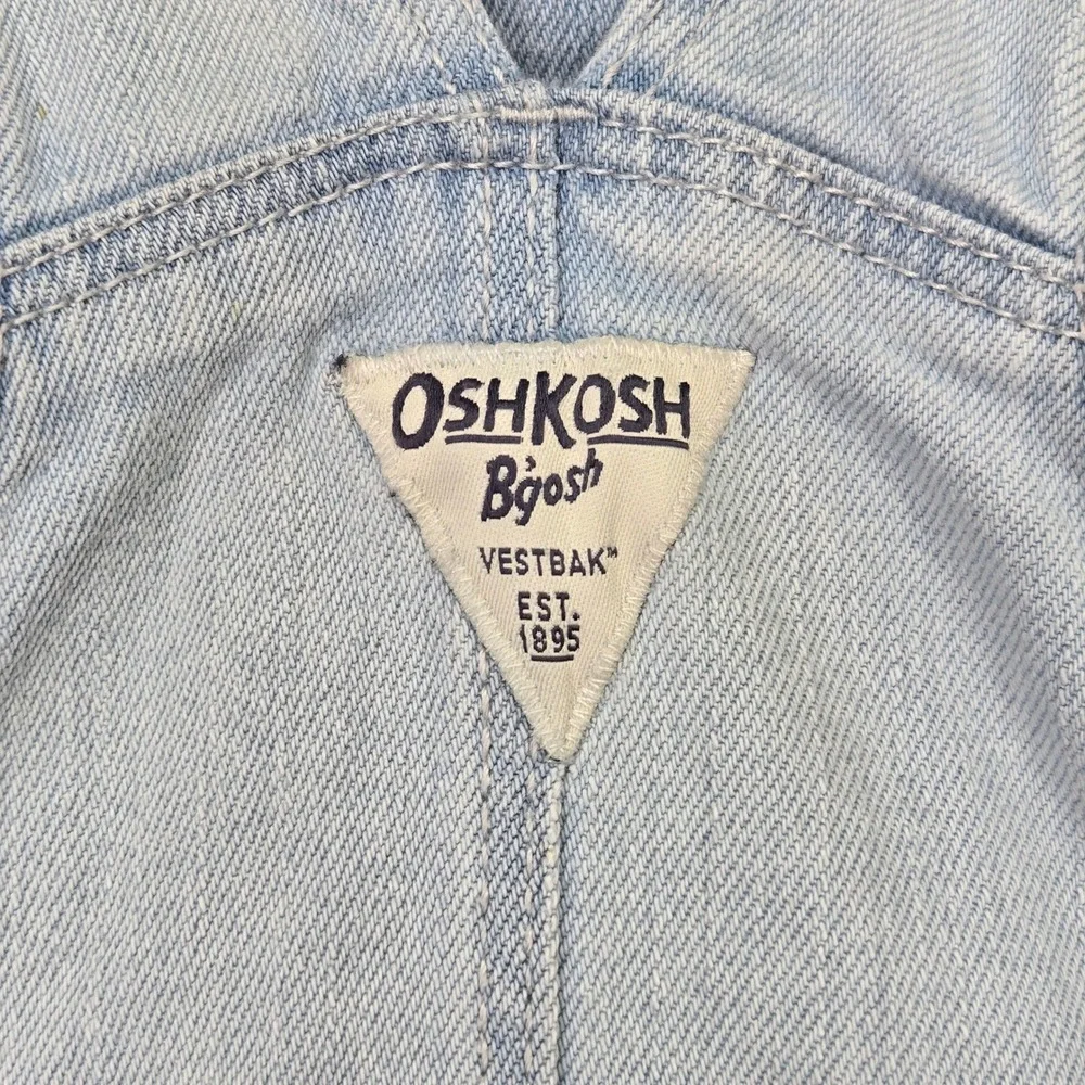 Vintage Y2K OshKosh B'gosh Kids Denim Overalls Light Wash Distressed Sz 7 School
